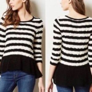 anthropologie knitted and knitted navy and White Striped Sweater s